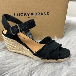 LUCKY BRAND Margaline Espadrille Black Sandals 7.5  // New in Box